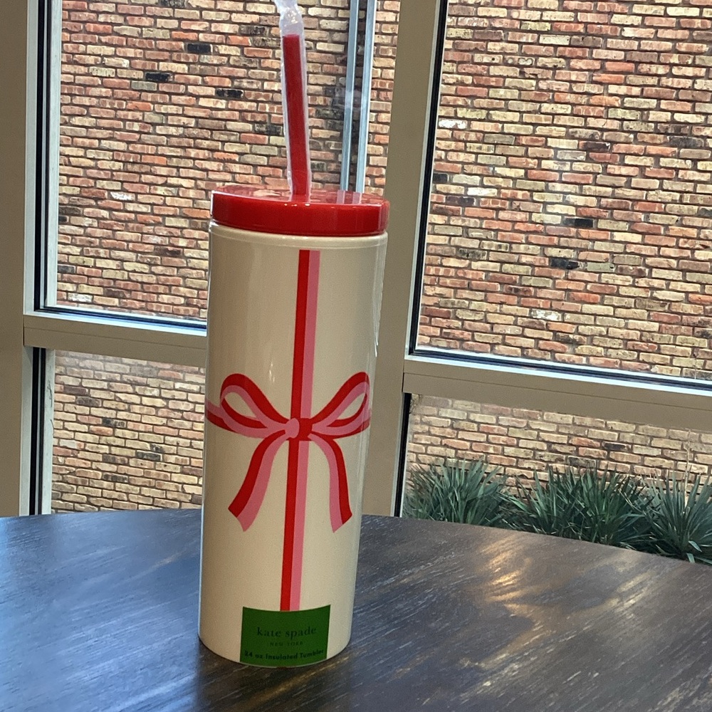 Kate Spade Candy Bow 24 oz Tumbler and Straw
